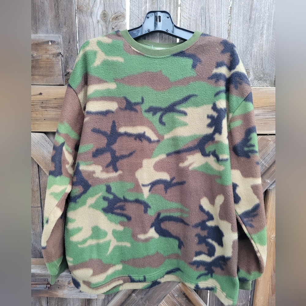 Vintage Y2K Nucci Camo Fleece Pullover Sweater Longsleeve size Large